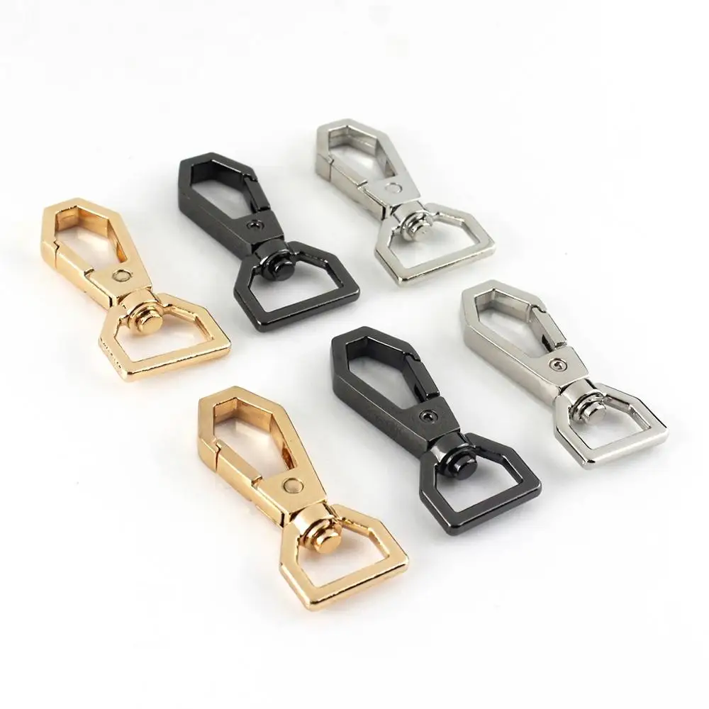 1x Metal Polygonal Swivel Trigger Snap Hook Spring Gate Clasps Clips Leather Belt Pet Leash Bag Strap Webbing Keychain Hooks