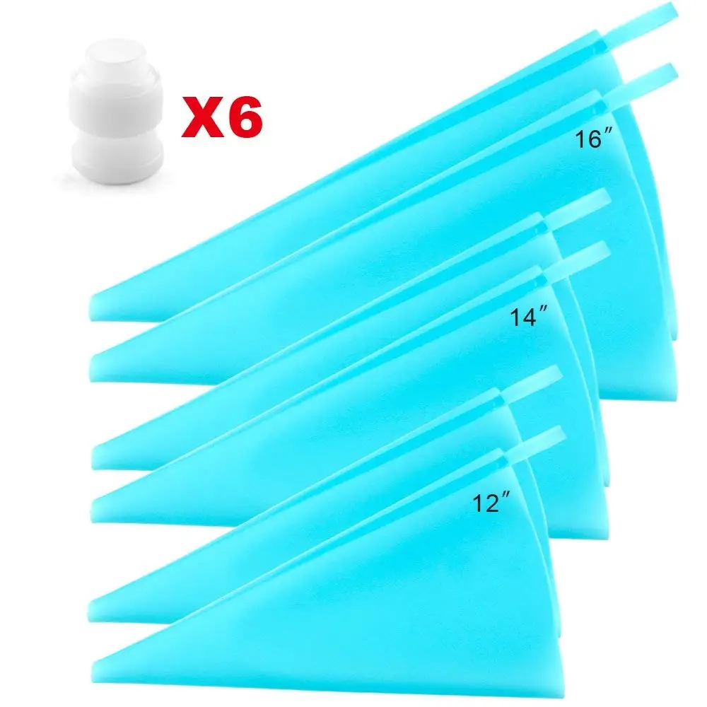 12Pcs/Pack Silicone Pastry Bags Reusable Icing Piping Bags With  Bonus Couplers Baking Cookie Cake Decorating Supplies Tips Kit