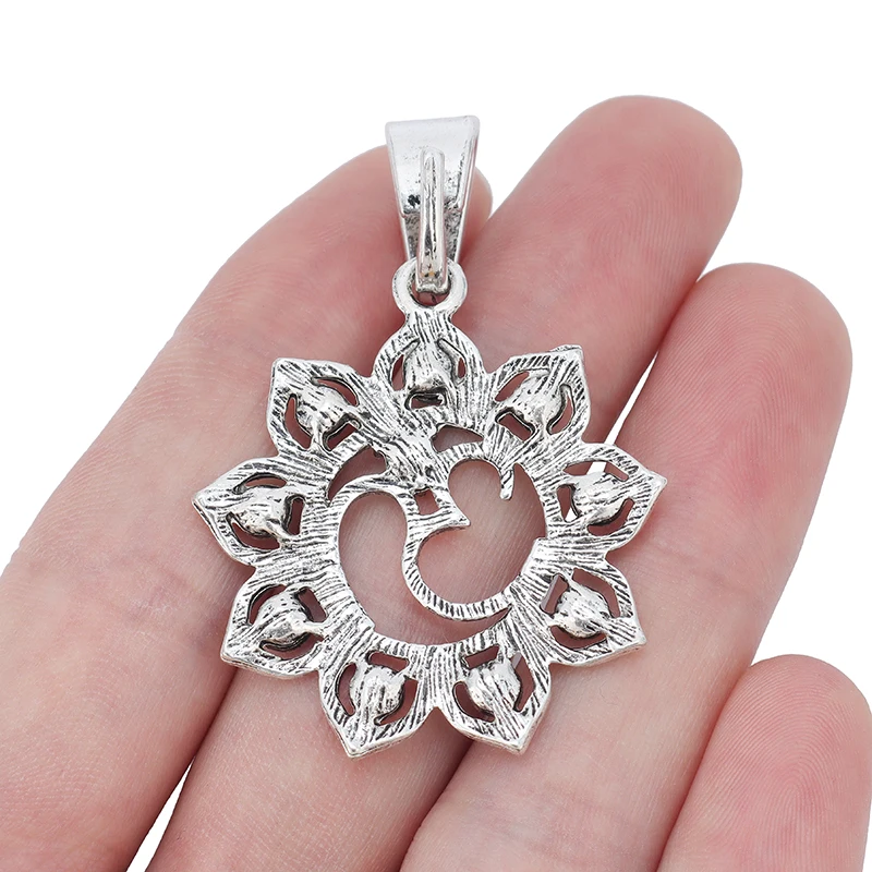 ZXZ 2 قطعة OM AUM اليوغا رمز حجر الراين لوتس زهرة Charms المعلقات ل قلادة صنع المجوهرات النتائج 52x36mm