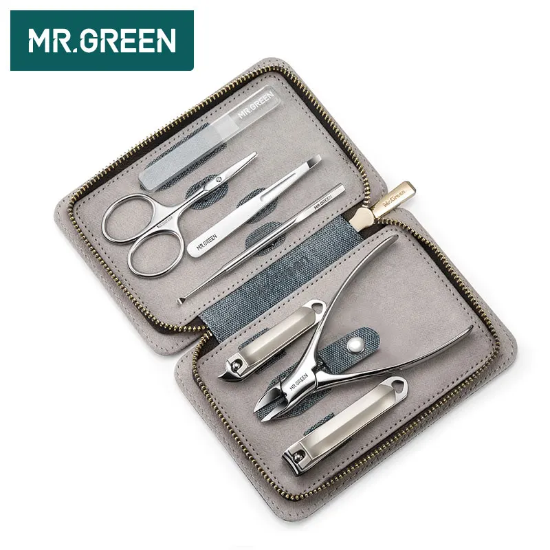 MR.GREEN Nail Art Tool Sets 7PCS/ Set Stainless Steel Universal Home Manicure Set Nail Clippers Cleaner Grooming Kit Nail Care