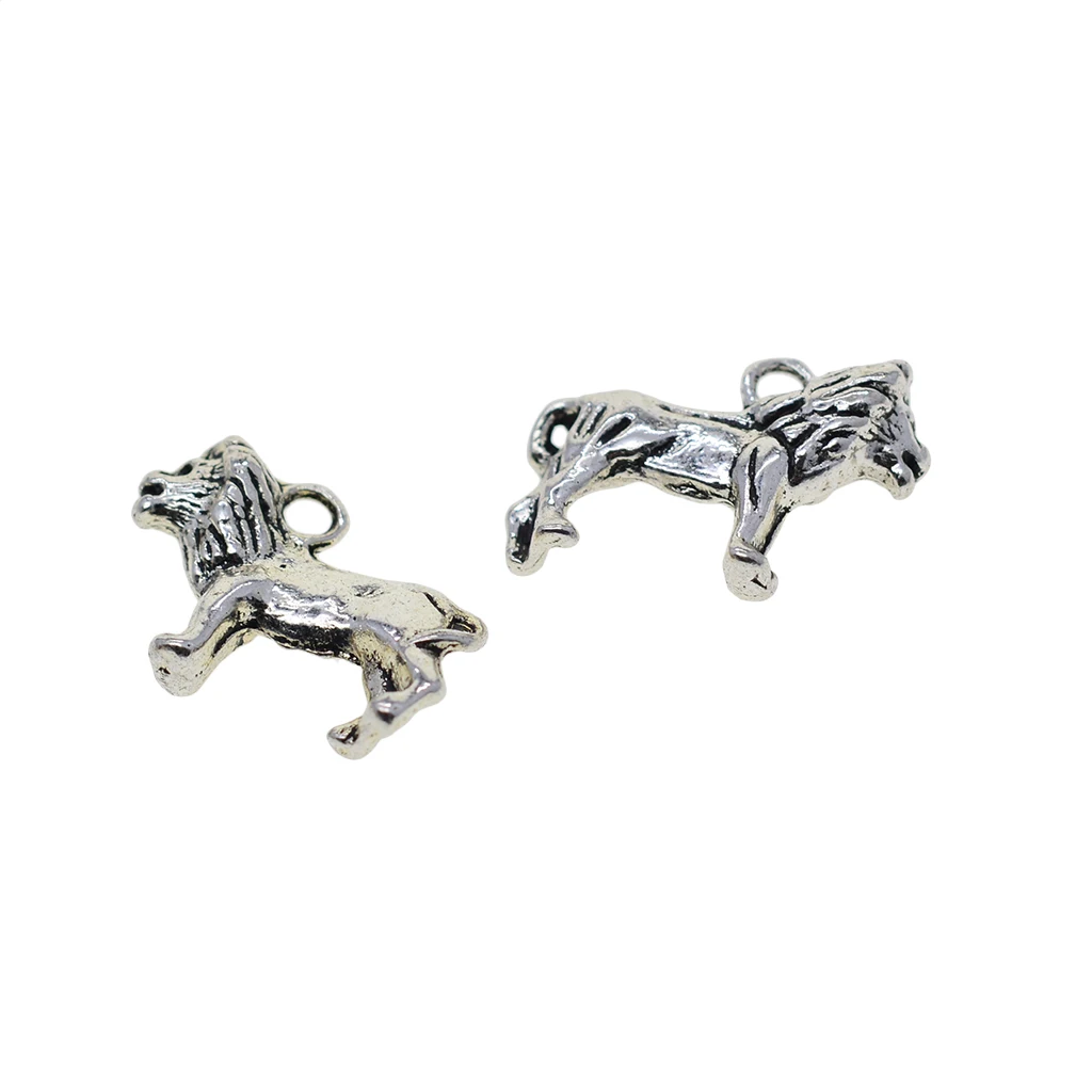 20 pcs antique  Silver 3D wild brave Africa Lion king of forest Hand DIY dangle  Charms