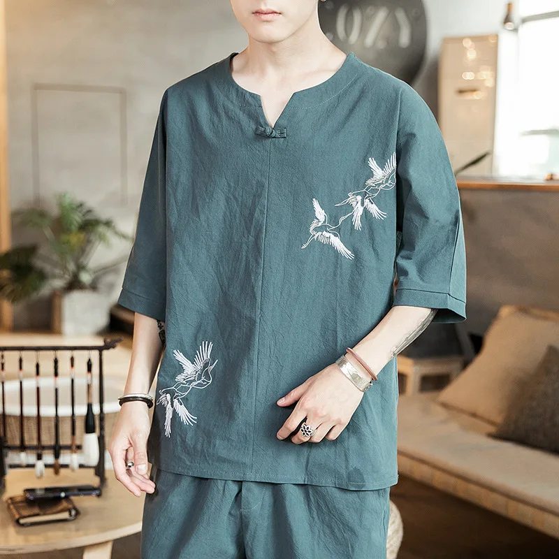 Japanese Men Cardigan Kimono Traditional Japanese Samurai Clothing Streetwear Yukata Male Shirt Haori Mens Kimono Shirt Flax Top