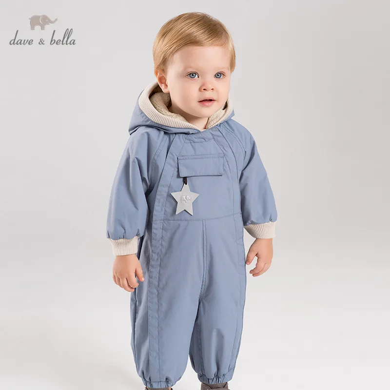 DB12022 dave bella autumn winter unisex baby long sleeve romper infant toddler jumpsuit children boutique new born solid romper