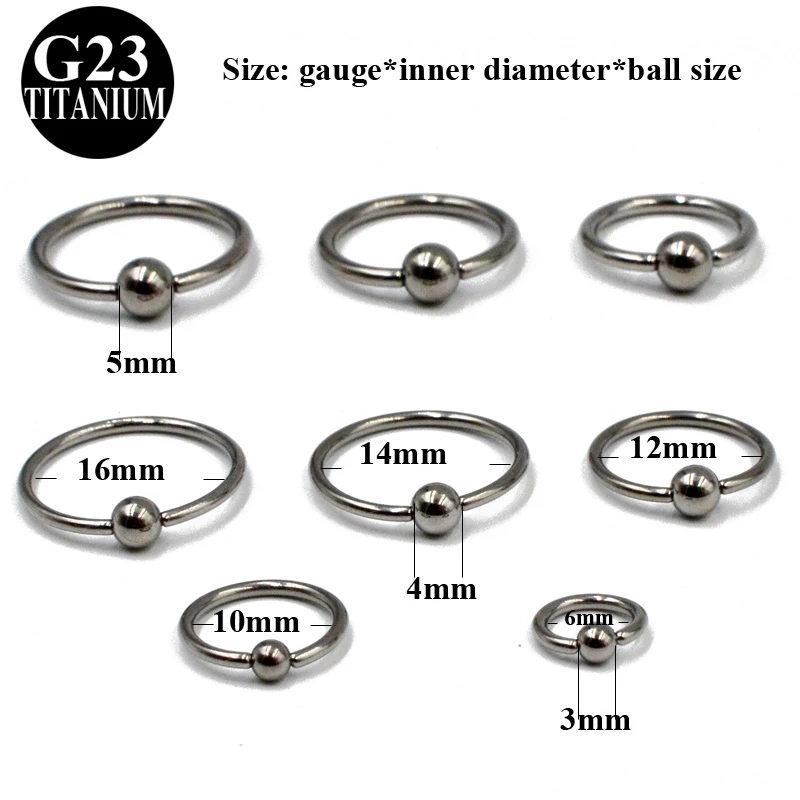 2pcs G23 Solid Titanium Circular Bead Ring Closer Ring Nose Ring Earring Labret TragusCaptive Bead Piercing Jewelry