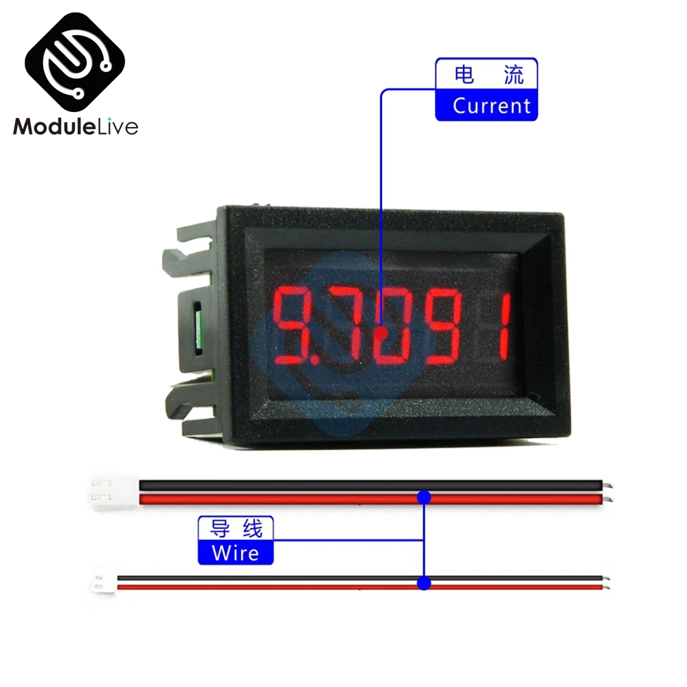 0.56 inch 4 Wire 5 Digit High-precision DC Digital Display Ammeter 50mA Green Red Blue LED Display Ampeter Current Panel Meter