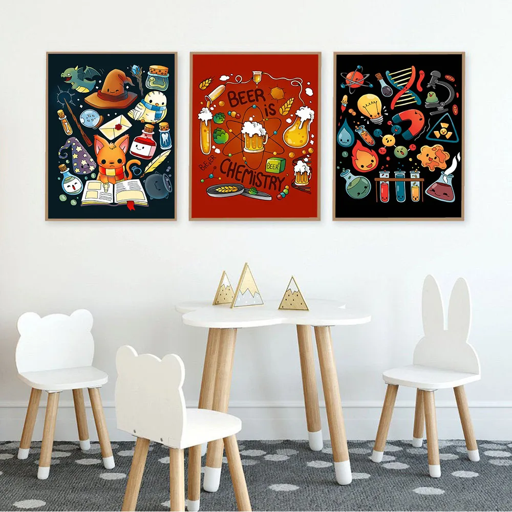 العلوم الغذاء الملصقات يطبع البيرة هي الكيمياء الرجعية شرب قماش اللوحة الحديثة جدار صور للمطبخ مطعم ديكور المنزل