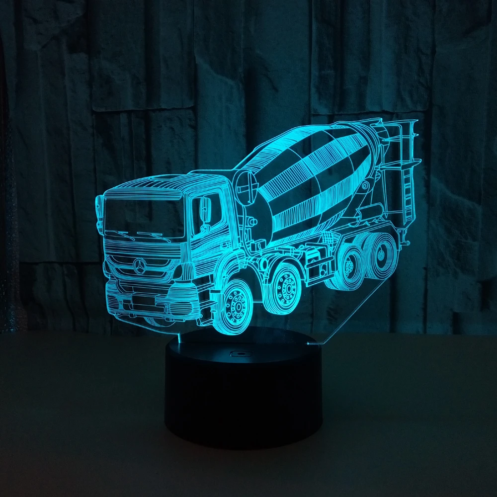 

Бетономешалка грузовик 3D лампа Ночной светильник Светодиодная лампа USB Мульти-Цвет вспышкой исчезают товары для рождественской вечеринки рождественские подарки для детей