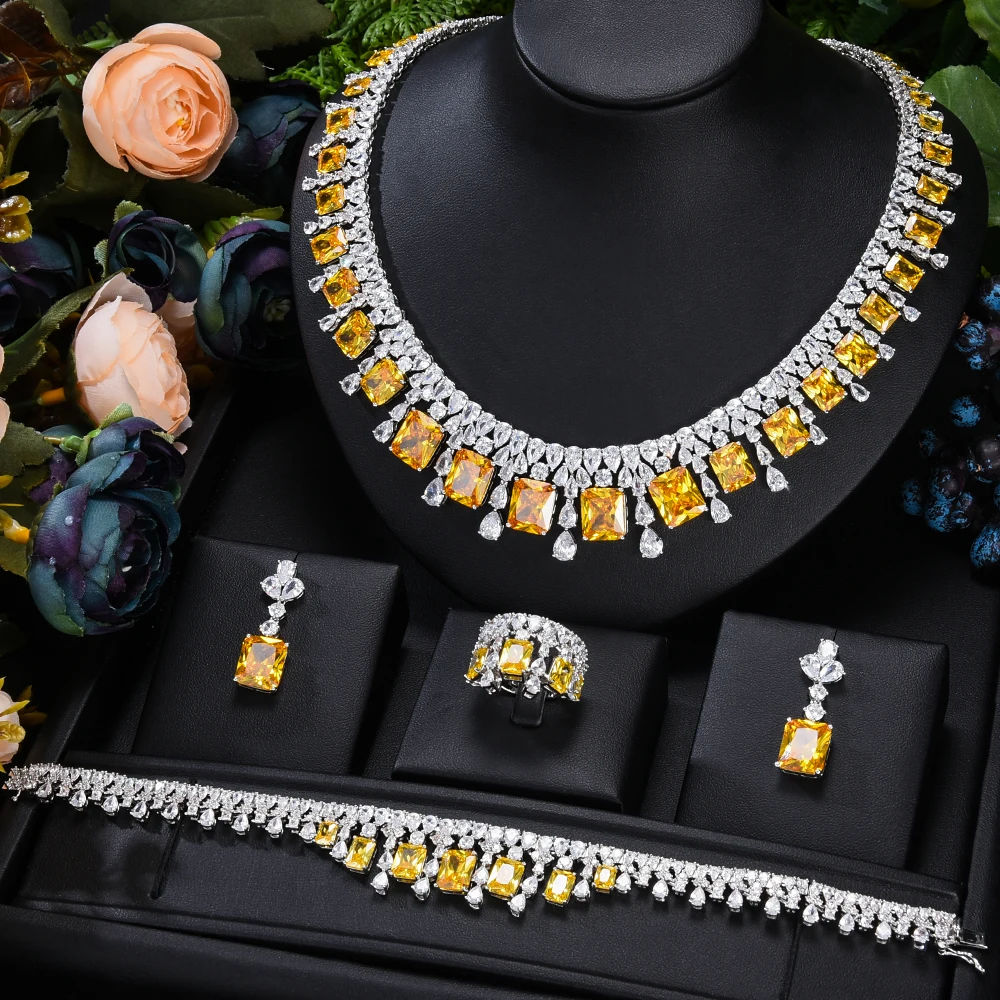 Kellybola Jewelry Exclusive High Quality Luxury Zircon Jewelry Set Women's Wedding Engagement Anniversary 4PCS Accessories