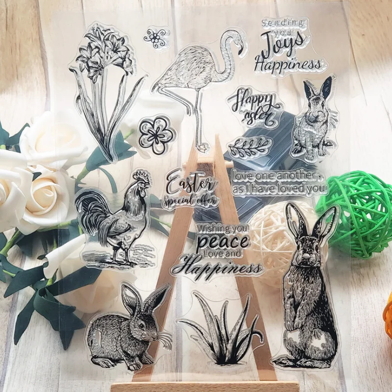 Kawaii Easter Bunny Silicone Clear Seal Stamp DIY Scrapbooking Embossing Photo Album Decorative Rubber Stamp Art Handmade Puzzle