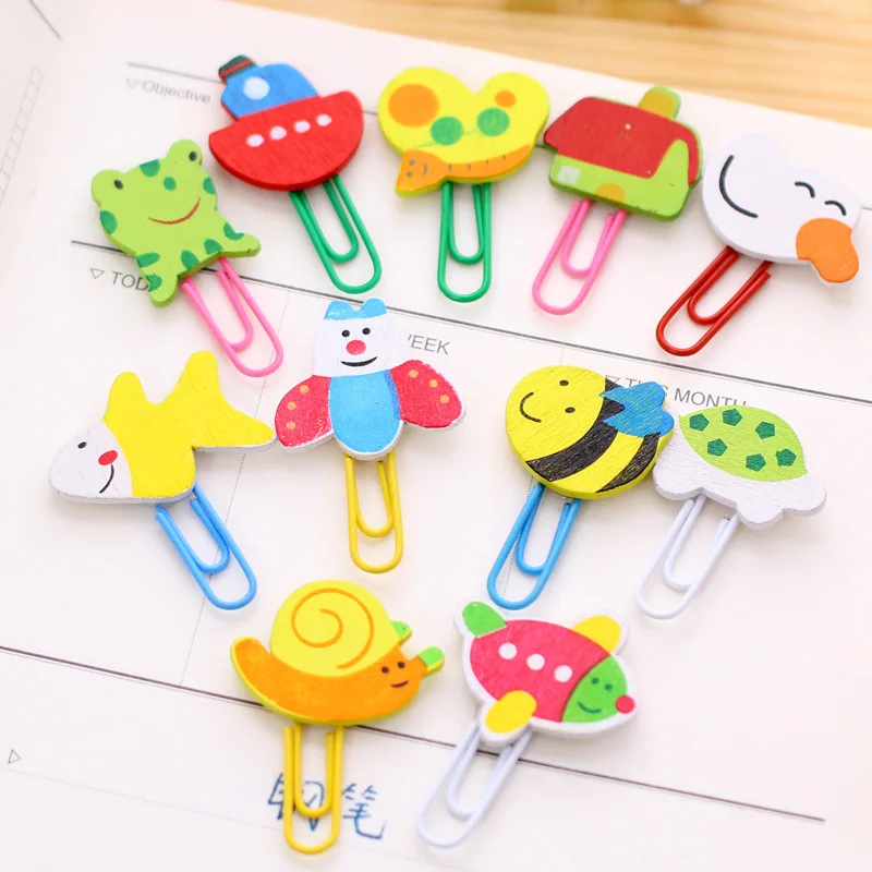 50 PCS Wood Bookmark Colorful Cute Design Originality Stationery School Office Kids Support Tool Bookmarks Christmas Gift