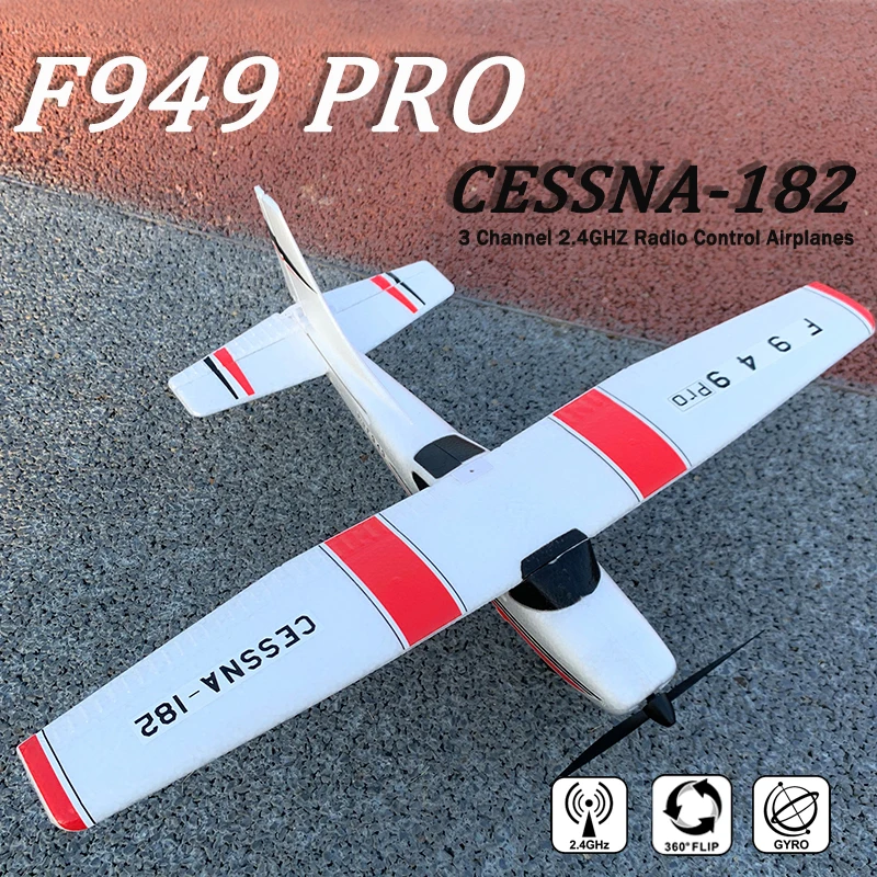 2022 mais novo f949 pro versão 2.4g 3ch rc avião 3d/6g asa fixa avião cessna182 brinquedos ao ar livre rtf com giroscópio 1020 motor