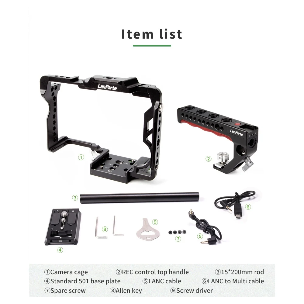 Lanparte Camera Cage with Top Handle Grip REC Controller for Sony A9 A9M2 A7R4 A7M3