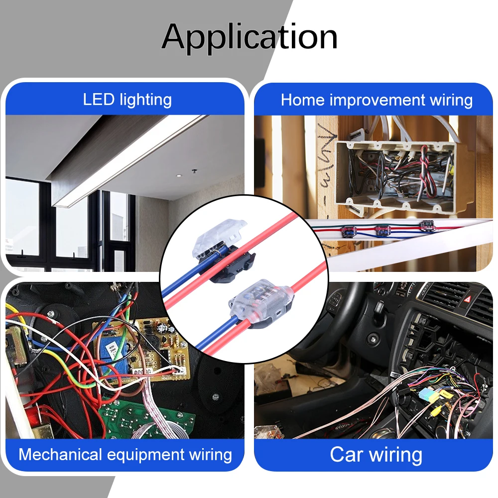 5PCS Quick T Tap Wire Connectors 1 Pin 22 20 18 AWG AC DC Self-Strip Splice Terminals for Auto Vehicle LED Lighting Speaker