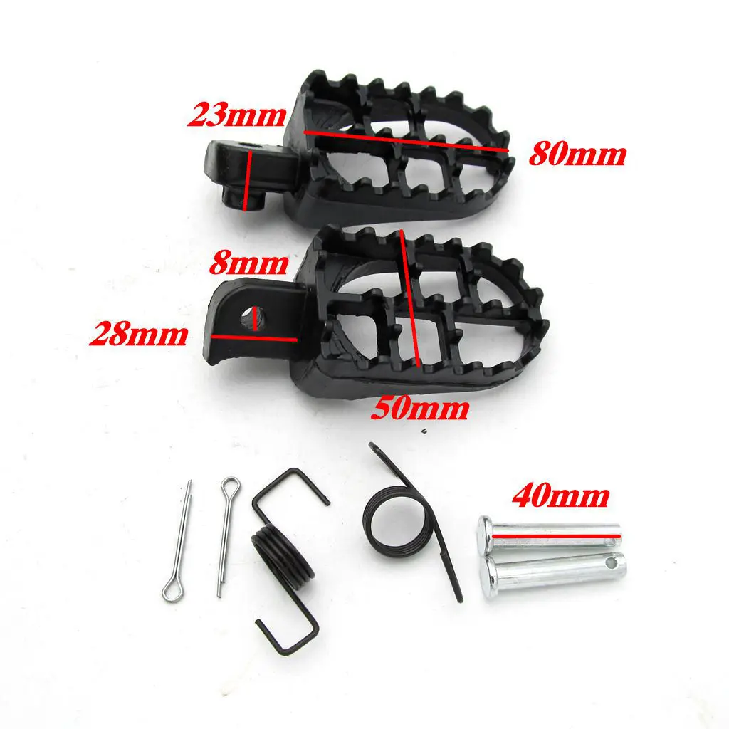 2PCS Foot Pegs Footrests L & R for Yamaha PW 50 80 TW200 PW50 PW80 50 70 110 125cc Motocross Dirt Bike, Black