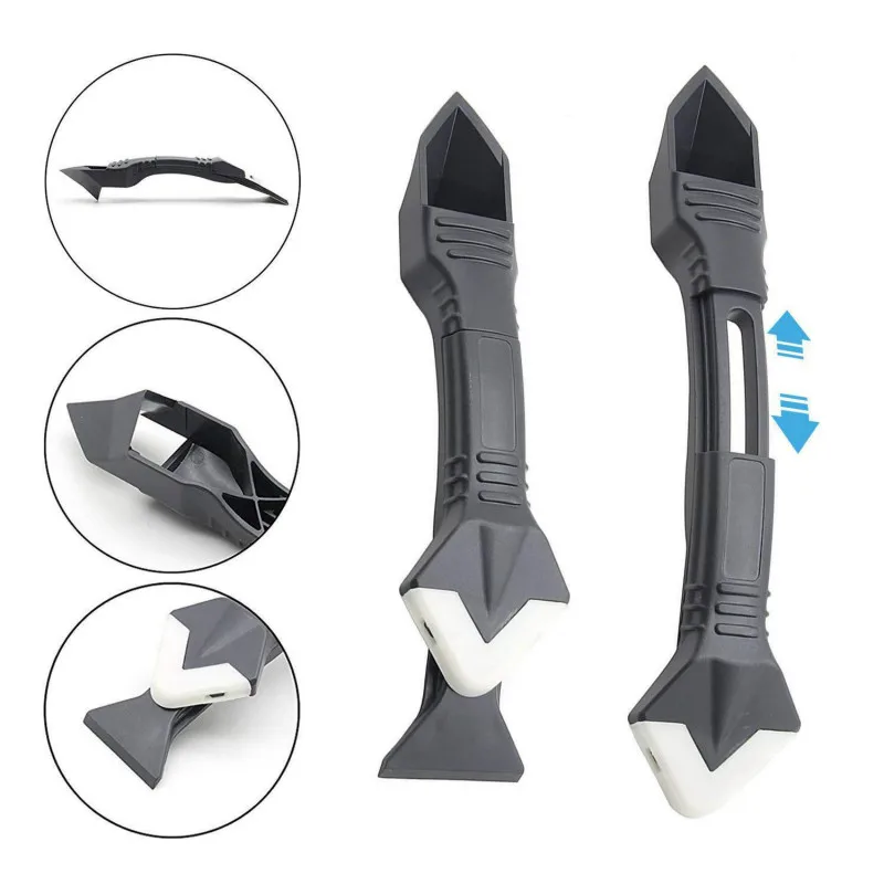 LTZFTL 3 in 1 Silicone Remover Sealant Smooth Scraper Caulk Finisher Grout with Seam Tape Plastic Hand Tools Set Accessories
