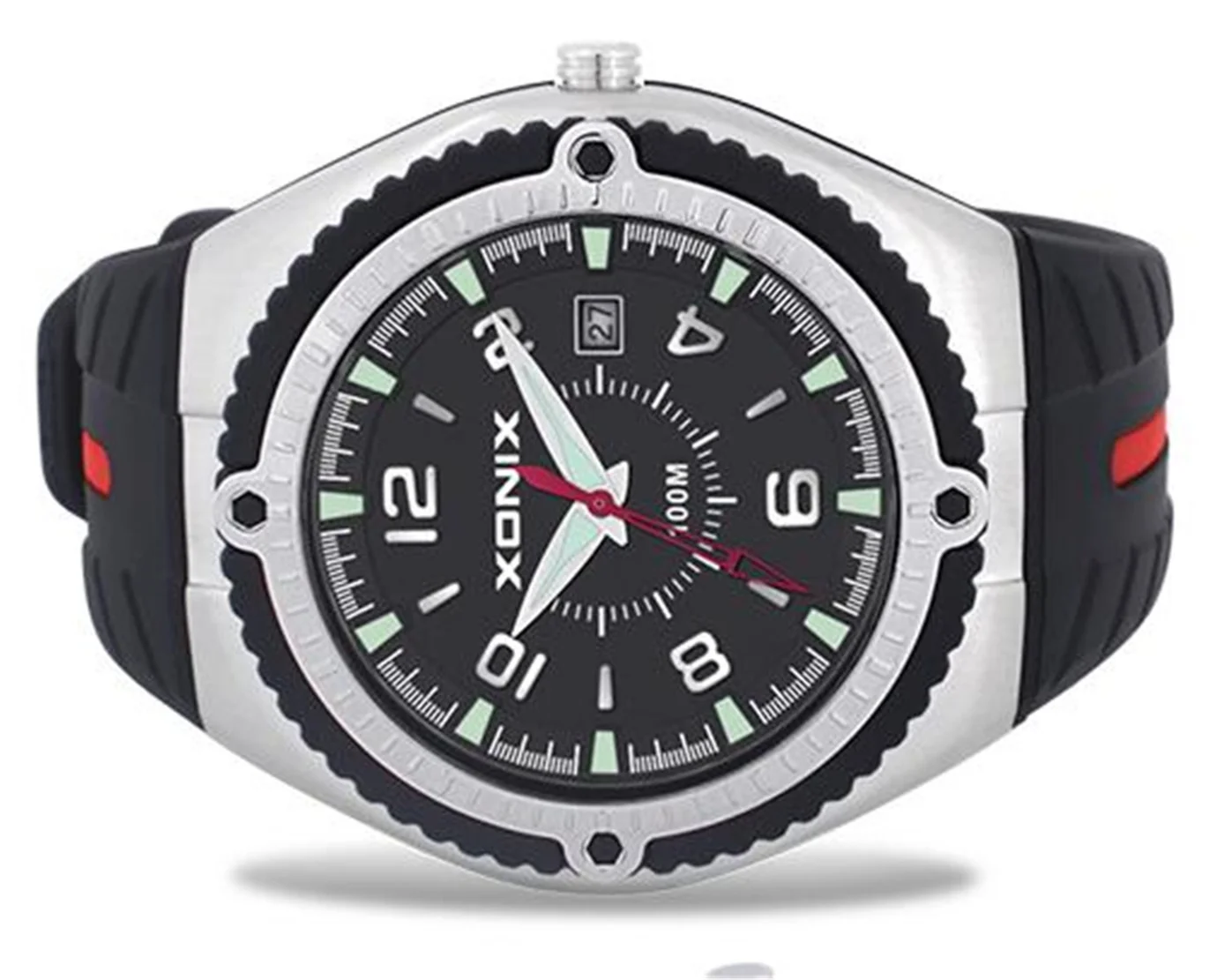 XONIX Men Sports Watch Quartz Japan Movement Analog Waterproof 100m Swim Diver Wristwatch Back Light Silicone Strap