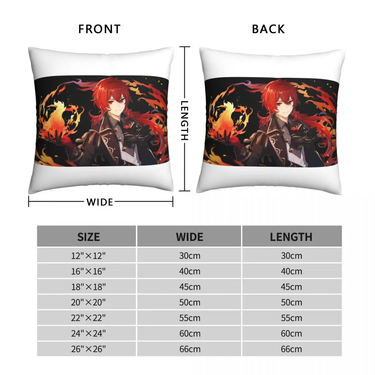 Genshin Impact Diluc Square Pillowcase Polyester Linen Velvet Printed Zip Decor Sofa Seater Cushion Cover Wholesale