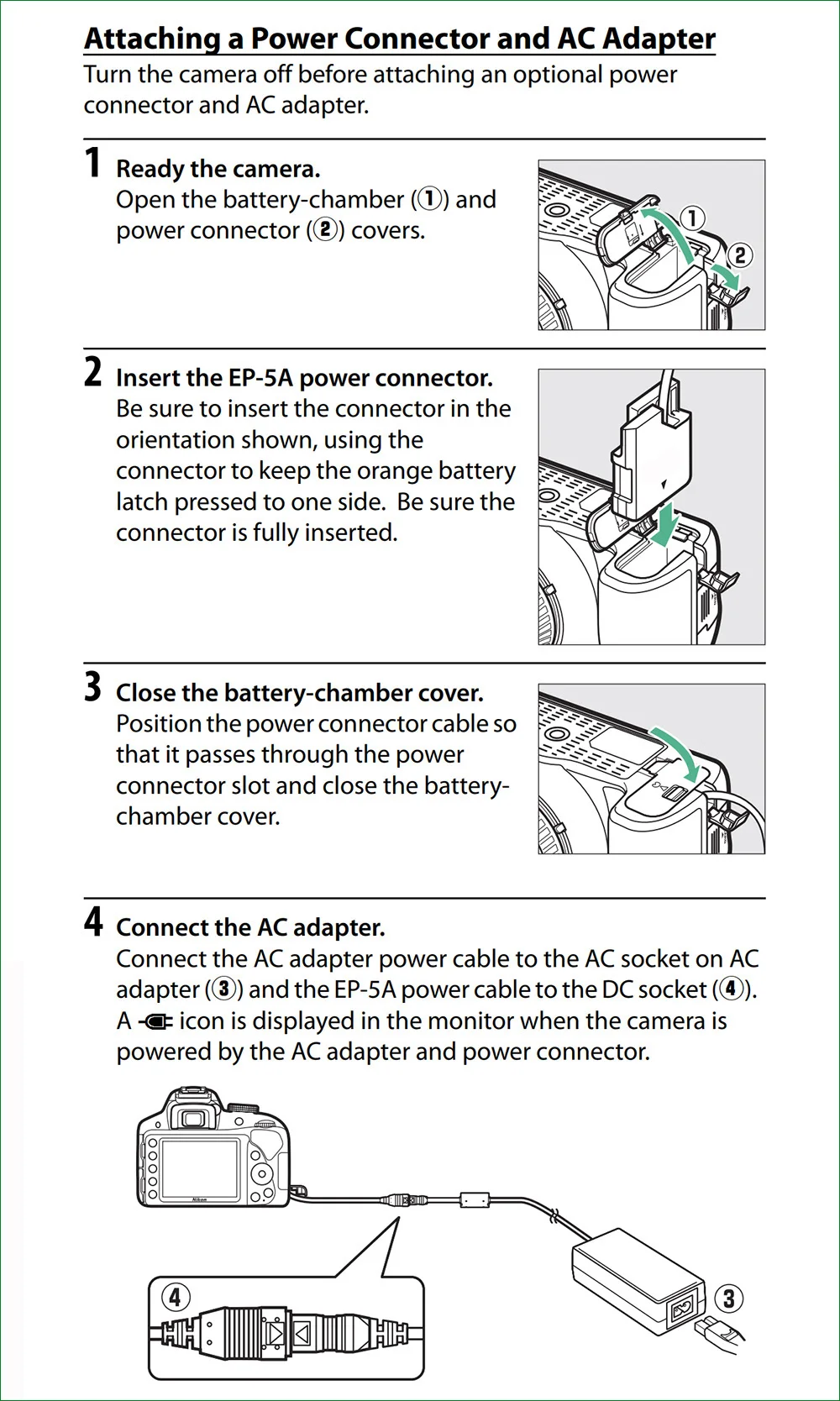 EH-5 + EP-5A DC Coupler EN-EL14 Dummy Battery AC Power Adapter For Nikon D3100 D3200 COOLPIX P7000 P7100 P7700 P7800