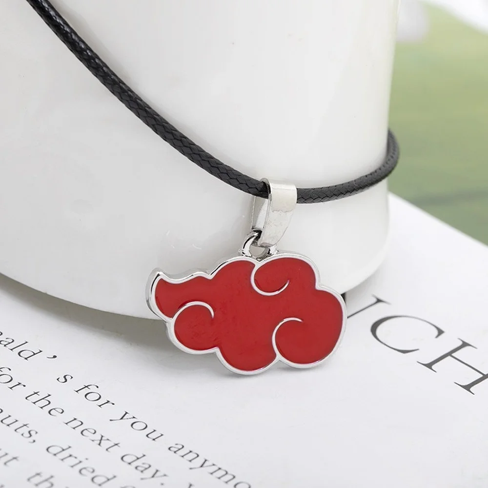 Red Cloud Pendant Necklace for Women Japanese Anime Accessories Cosplay Konoha Ninja Village Akatsuki Itachi Mens Chain Jewelry