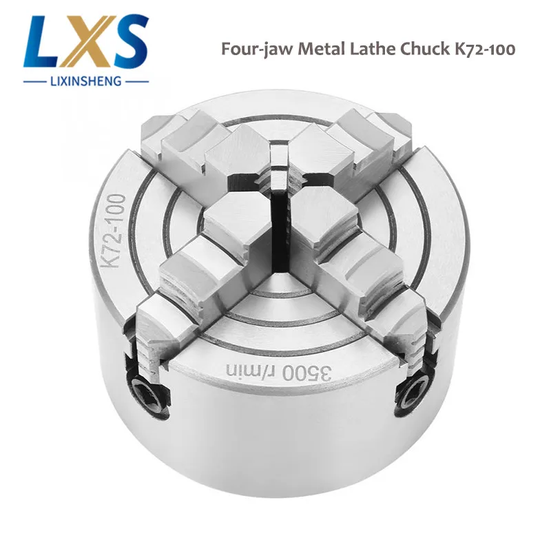 Self Centering Four-Jaw Independent Lathe Chuck K72-100 Hardened Steel With Wrench Screws