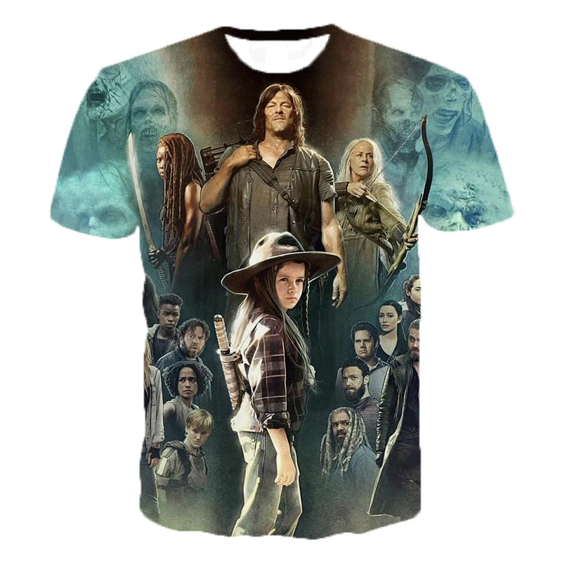 2021 Horror TV Drama The Walking Dead 3D Printed T-shirt Men Women Fashion Casual T-shirt Hip Hop Streetwear Oversized Tee Tops