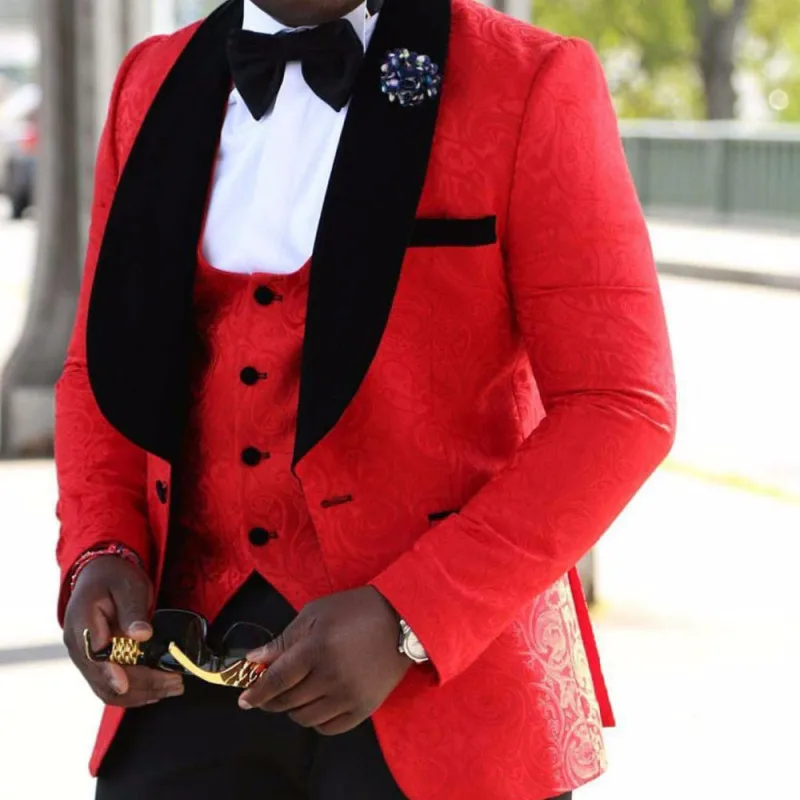 2023 African Nigeria Mens Wedding Suit Groom Tuxedos Groom Suit Wedding Tuxedo for Groom (Jacket +Pants+Vest+Bowtie)