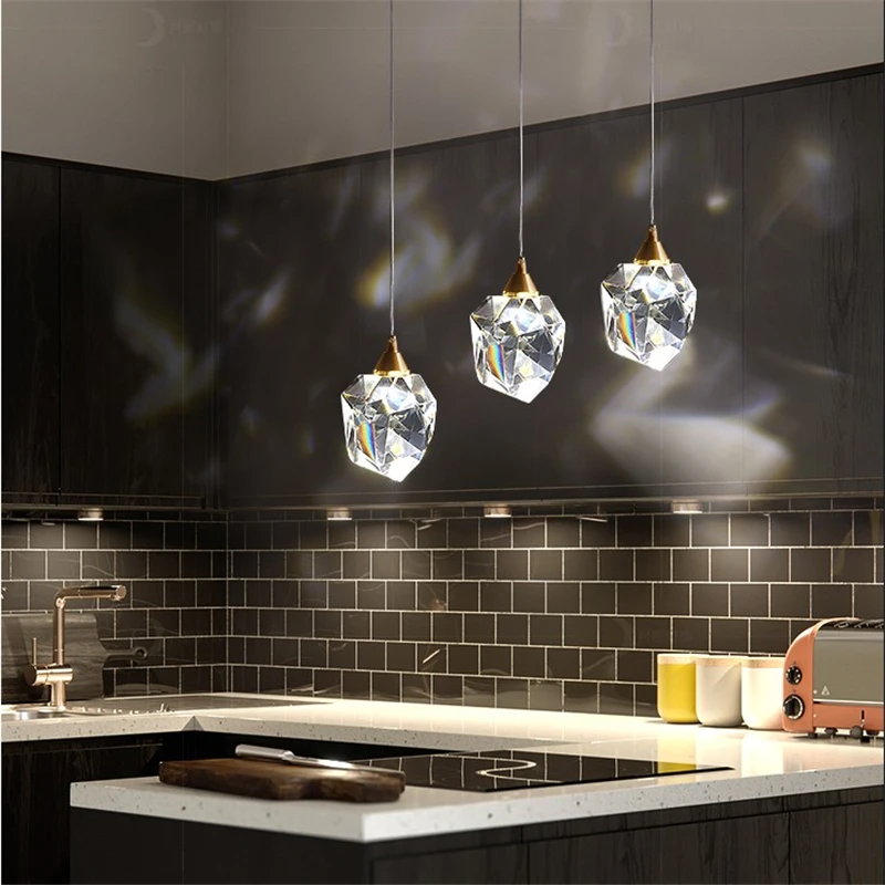 Postmodern Crystal Kitchen Hanging Lights Nordic Restaurant Dining Room Bar Luxury Led Pendant Lights Fixtures Indoor Hanglamp