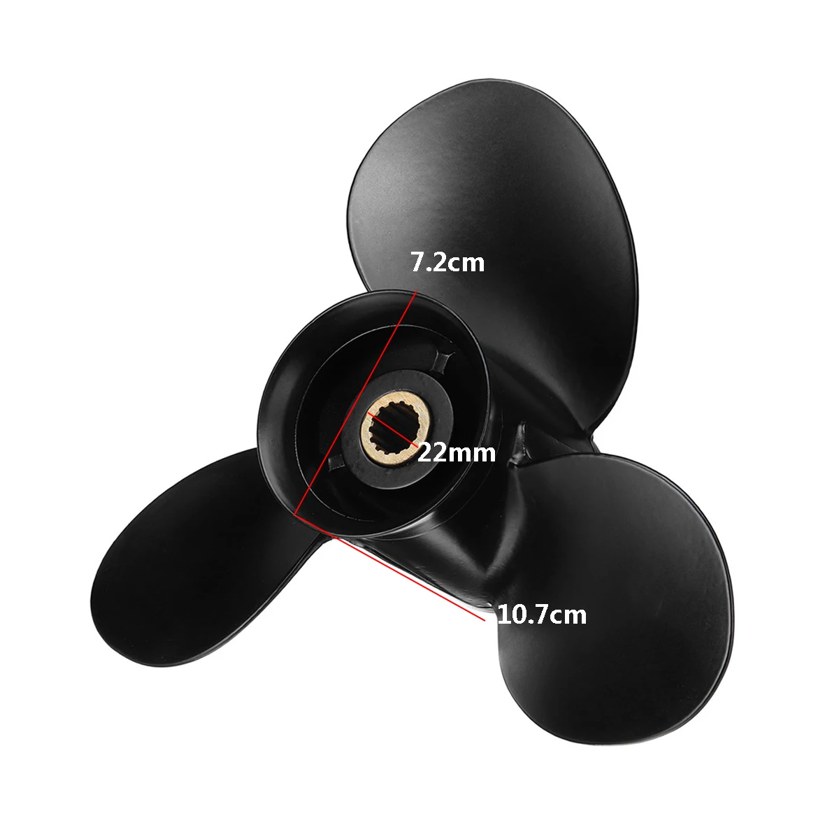 

Black Aluminum Outboard Propeller 362B641080 For Tohatsu-Mercury 9.9-20HP 9.25 x 9.8 14 Spline Tooth 3 Blades Standard Rotation