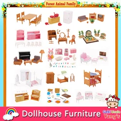 Forest Animal Family 1:12 Dolldhouse Furniture Mini Kitchen Bedroom Living Room DIY Dolls Accessories Girls Play House Toys Gift