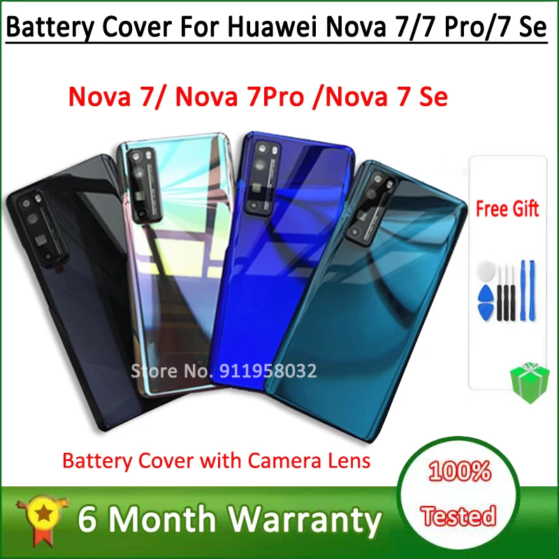 NEW Battery Cover For Huawei Nova 7 with Logo Back Cover Housing Door Rear Case For Nova7 pro / Nova 7 Se with Camera lens