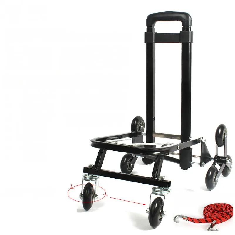 Universal Wheel Folding Portable Ladder Trolley, Stair Climbing Shopping Cart Hand Truck with Telescoping Handle