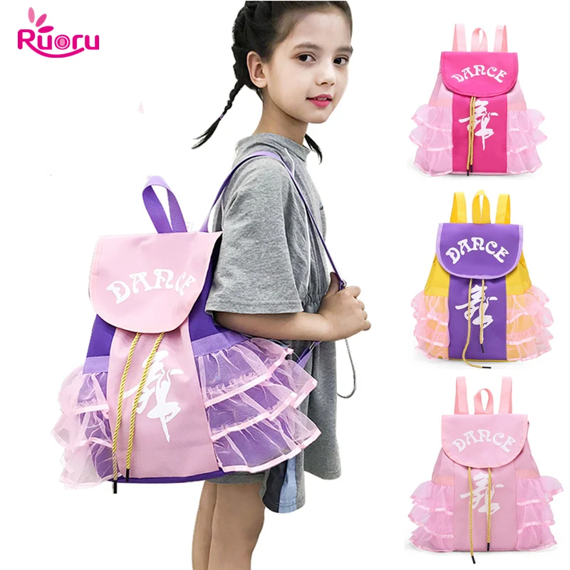 Ruoru Lace Girl Dance Bag for Girls Dance Ballet Bag for Girls Baby Children Ballerina Bag Kids Gymnastics Lace Backpack