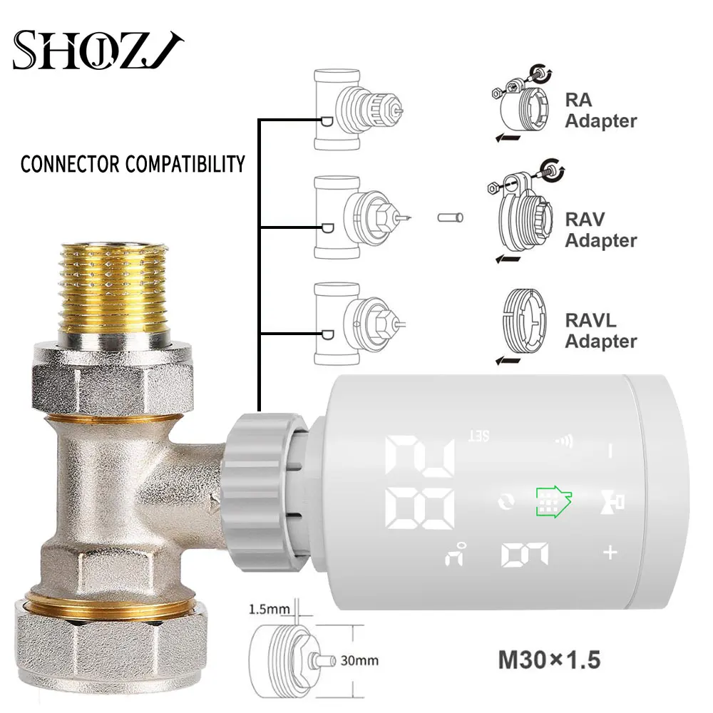 Válvula termostato programable, radiador termostato, funciona con Alexa y Google Home, Tuya Zigbee Smart Life Gateway Hub