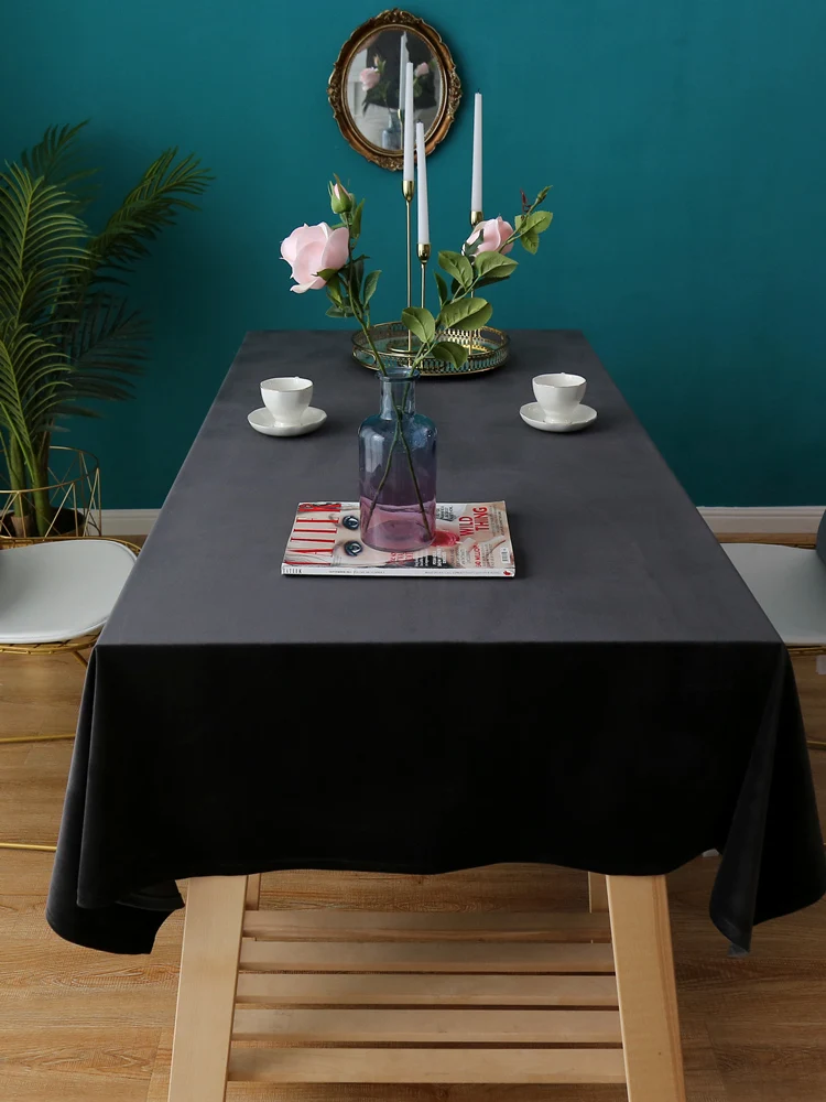 Pure Black Velvet Table Cloth, Household Light Luxury Coffee Table Cloth