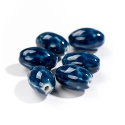 24#5pcs Oval Retro Style Ceramic Beads Jewelry Accessories For Necklace Making #XN512