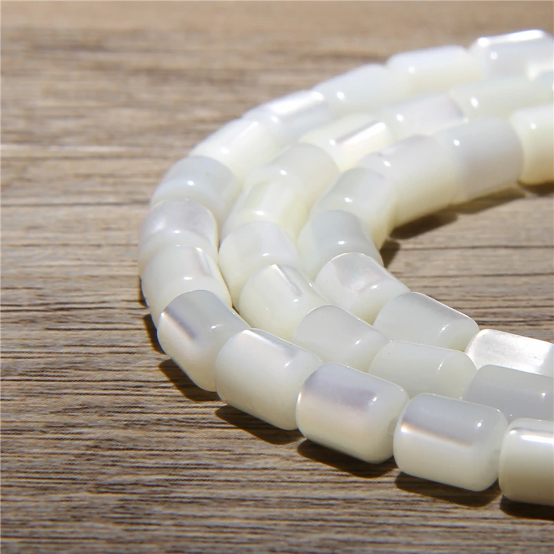 Natural White Oval Mother of Pearl Mop Shell Beads Loose Tubular  Beads for Jewelry Making Bracelet Necklace 15