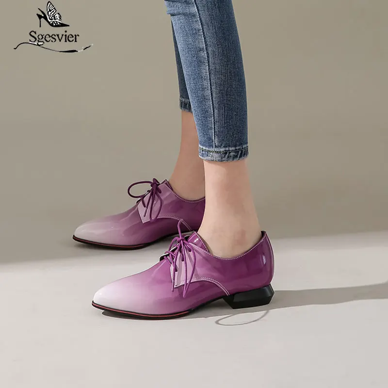 Sgesvier 2020 new arrival single shoes women pumps lace up pointed toe spring summer comfortable casual shoes ladies big size 50