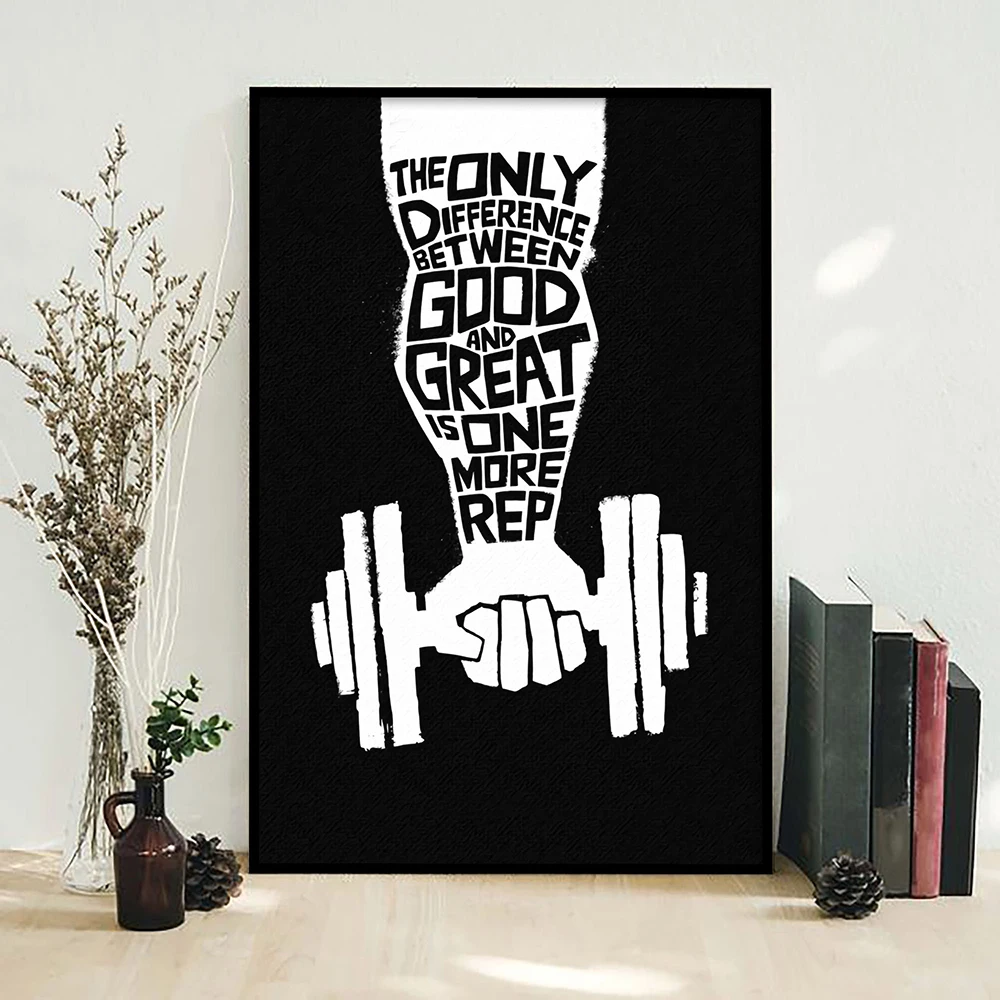 Fitness Gym Lovers Poster Wall Art Canvas Motivating Quote Print on the Wall Painting for Gym Room Bodybuilding Home Decoration
