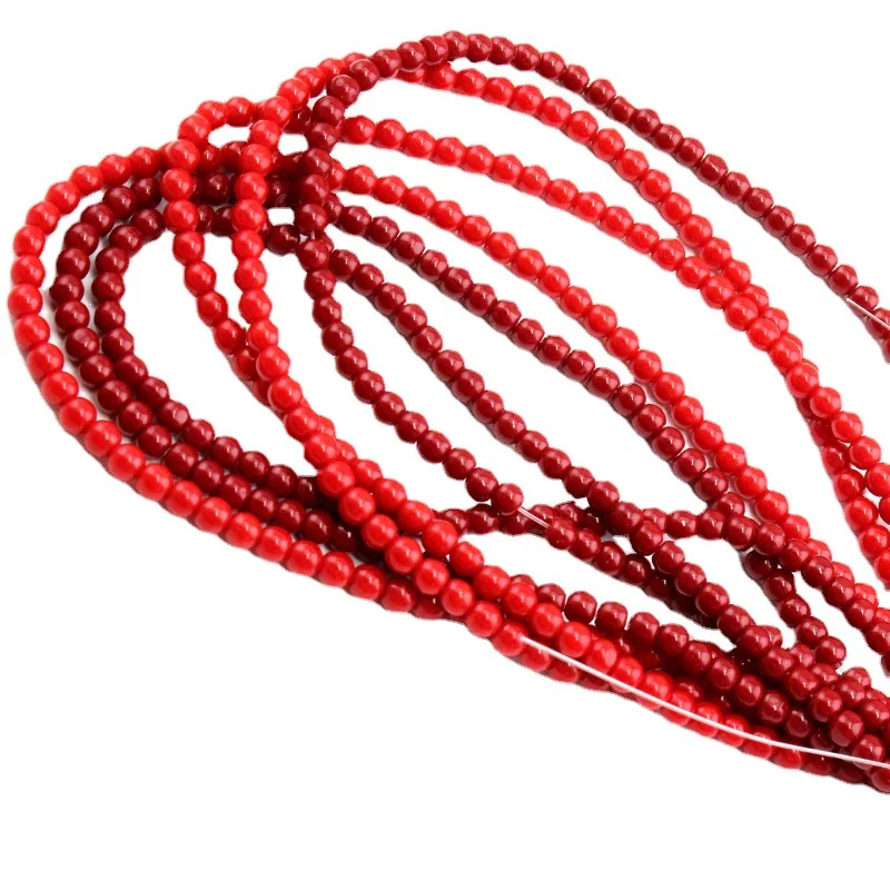 4/6/8/10MM Imitate Red Coral Glaze Beads Loose Round Spacer Beads For Jewelry Making DIY Bracelet Necklace Handmade Accessories