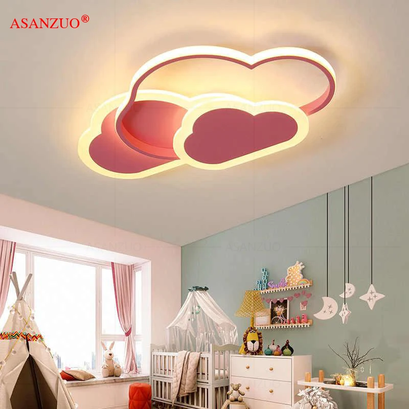 Modern LED Ceiling Lamp for Children\'s Room Bedroom Study Lighting Fixtures Pink White Creative child Cloud Ceiling light