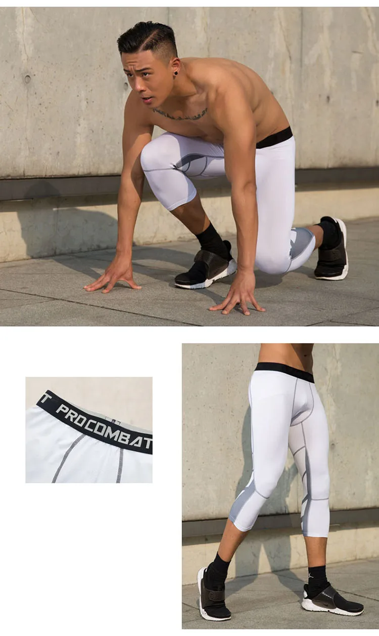 Männer Sport 3/4 Geerntete Hosen Gym Lauf Leggings Männliche Joggings Elastische Kompressionen Sweatpant Fußball Basketball Hosen – Detail 8