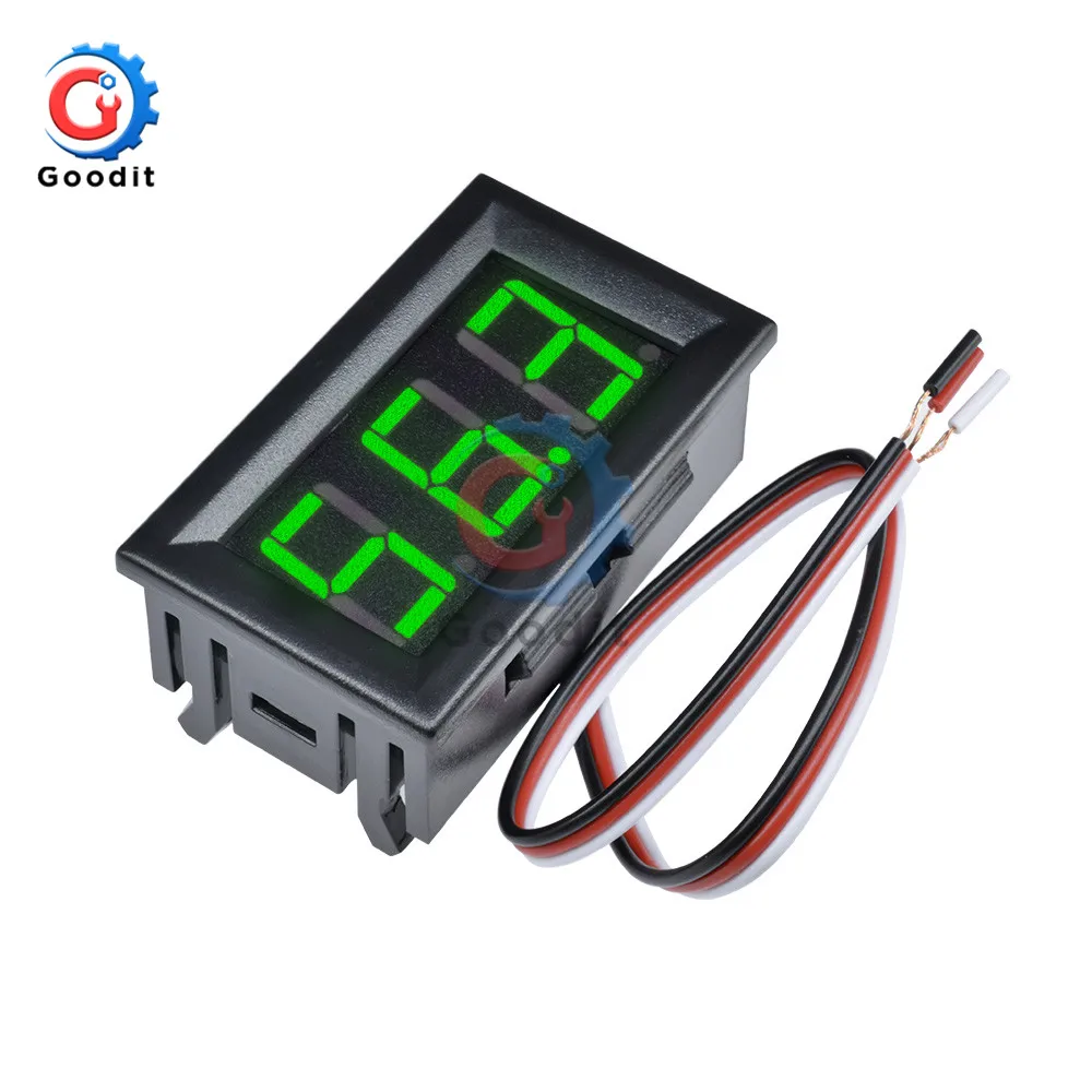 Mini LED Digital DC 0-100V Voltmeter Gauge Voltage Volt Voltage Panel Meter Red/Blue/Green for Car Volt Detector 12V 24V Monitor