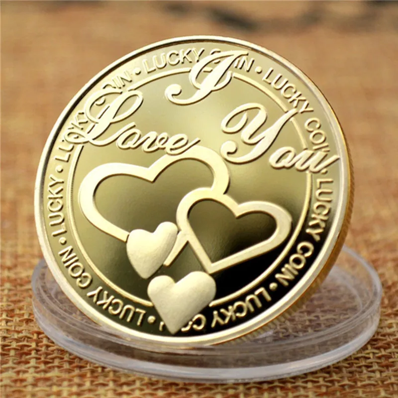 Love Lucky metal crafts coin 999 Silver Plated gold-plated commemorative stamp relief commemorative stamp collection gift coin d