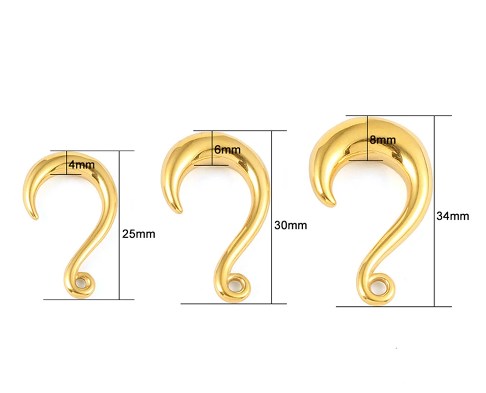 Vankula 2pcs 316L Stainless Steel Spiral Ear Taper Gauges PVD Coating Ear Tunnel Plugs Stretching Ear Hanger Weight 4mm 6mm 8mm