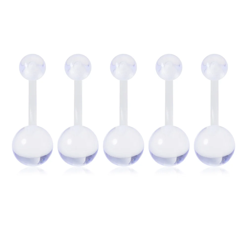 5pcs Candy Colour Acrylic Belly Button Rings, Body Piercing