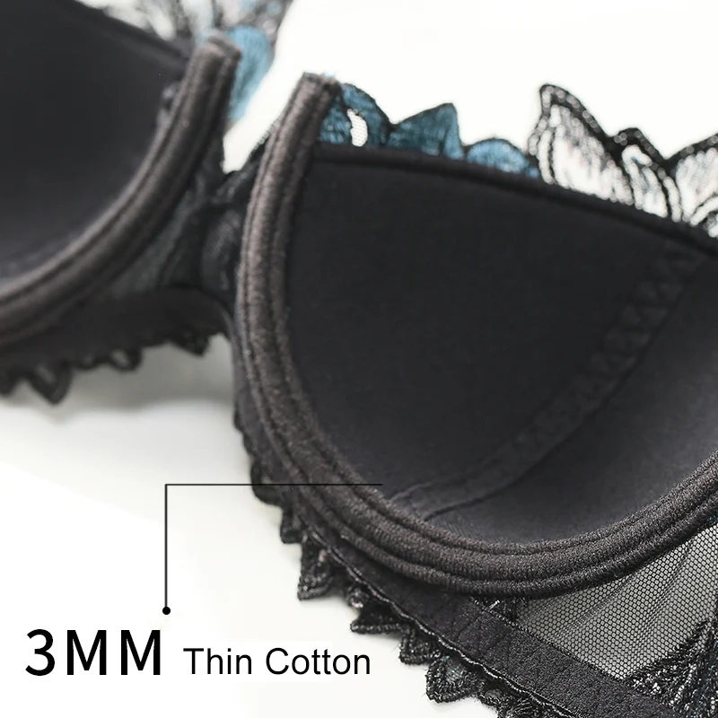 BALALOUM New Arrivals Women Sexy Paded Thin Cotton Bra Brassiere Sets Floral Lace Embroidery Underwire Pink Lingerie Underwear