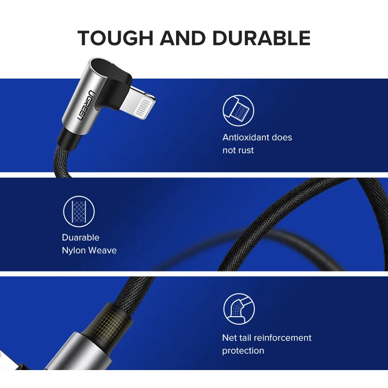 Kabel USB UGREEN MFi dla iPhone 14 13 12 Pro Max 2.4A błyskawica szybkie ładowanie kabel danych telefonu dla iphone'a dla ipada — zdjęcie produktu 3