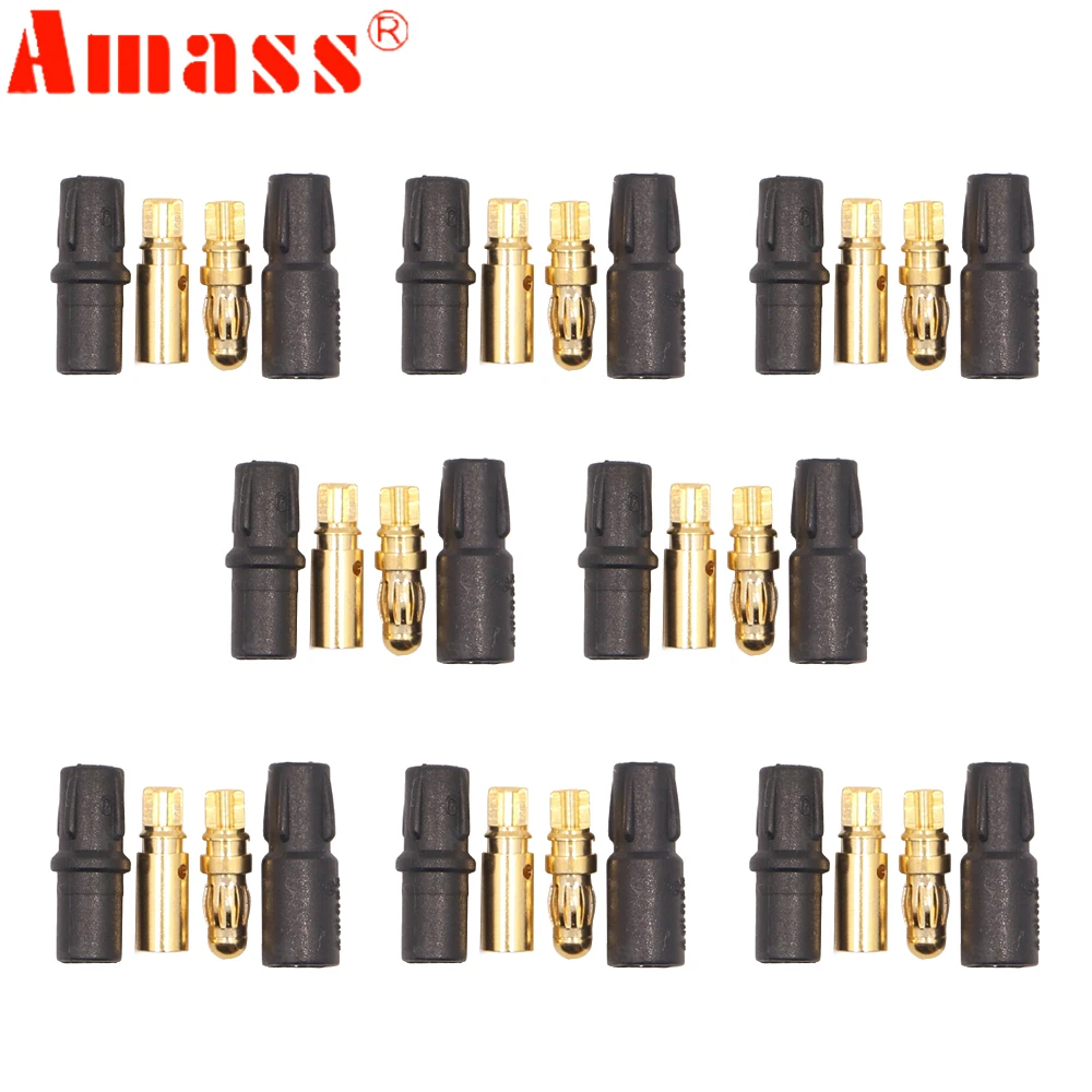 10pair/lot Amass 3.5mm SH3.5 Gold Plated Connector With Protective Sleeves For RC Lipo Airplane Helicopter Car Truck Boat Toy