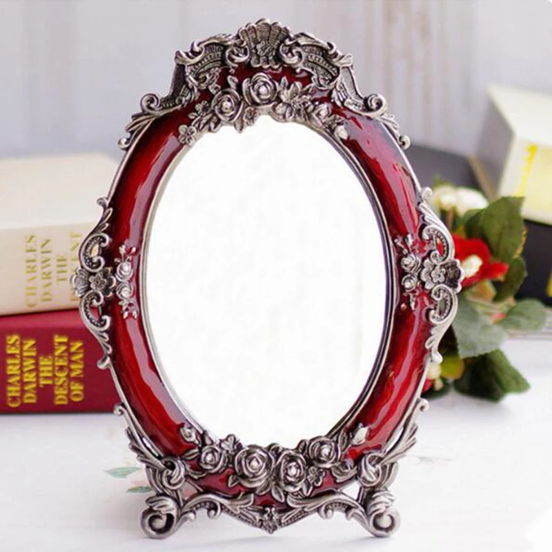 High quality hot sales household Marriage mirror red bride red European makeup mirror is the princess's vanity mirror