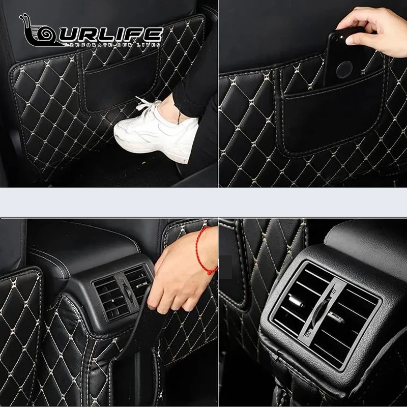 Car armrest box Back row anti kicking pad holster Artificial Leather   for MITSUBISHI outlander 2013-2019 2020 2021 Accessories